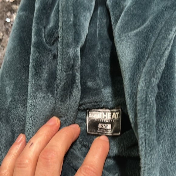 Cozy Teal Fleece Dress with Pocket - Picture 7 of 7